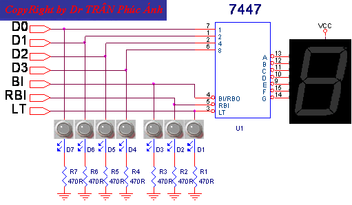 Các trạng thái Logic của IC 7447